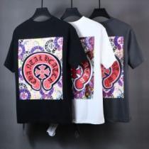 2026新作 ラウンドネック 半袖Tシャツ 柔らかい手触り 着心地満点 3色可選 乾きやすい クロムハーツブランド コピー 着心地抜群 大花プリント