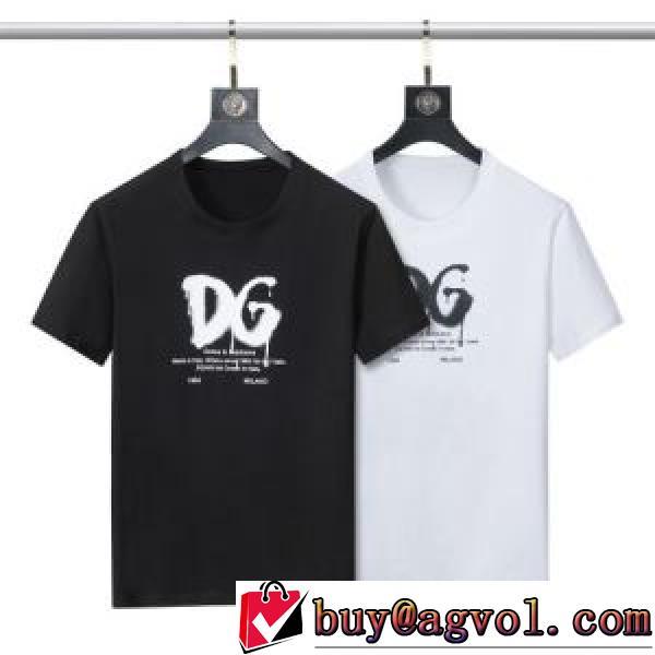 2色可選 半袖Tシャツ 綿/コットン 頑丈な素材 乾きやすい 2026新作 縦には伸びにくい ファション性の高い ドルチェ&ガッバーナスーパーコピー