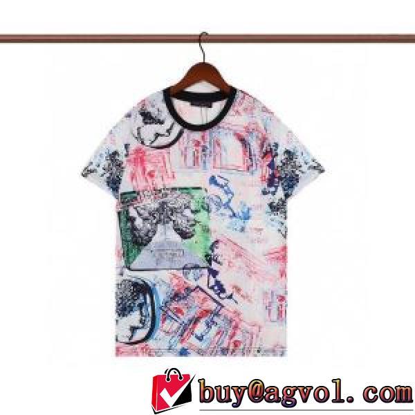 高品質 人気 プリント 頑丈な素材 通気性に優れた クールビズ 半袖Tシャツ 2026新作 ルイ ヴィトンスーパーコピー 