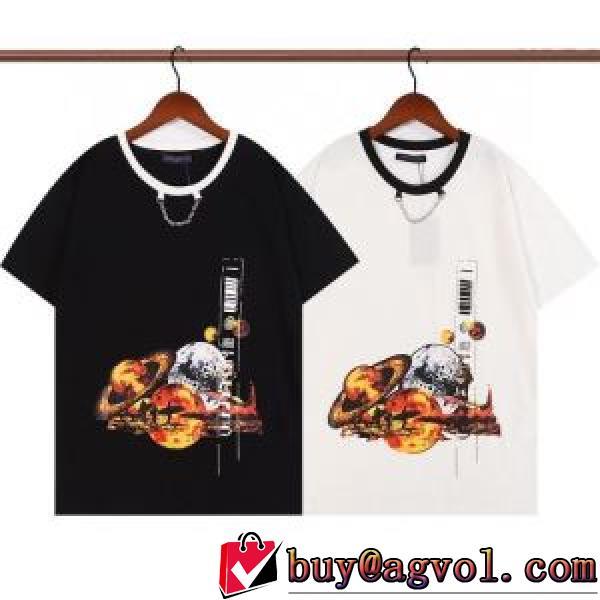 2026新作 半袖Tシャツ 存在感のある プリント オリジナル 2色可選 通気性に優れた ルイ ヴィトンスーパーコピー
