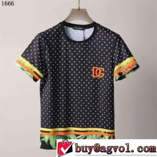 ドット柄使い 半袖Tシャツ 海外セレブ愛用 2026新作 ラックスした雰囲気 乾きやすい ドルチェ&ガッバーナブランドコピー