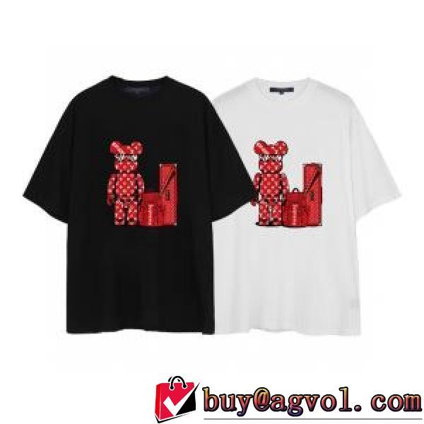 収縮性のある 2色可選 ラウンドネック 半袖Tシャツ 個性的なデザイン 柔らかい手触り 2025新作 ルイ ヴィトンコピー