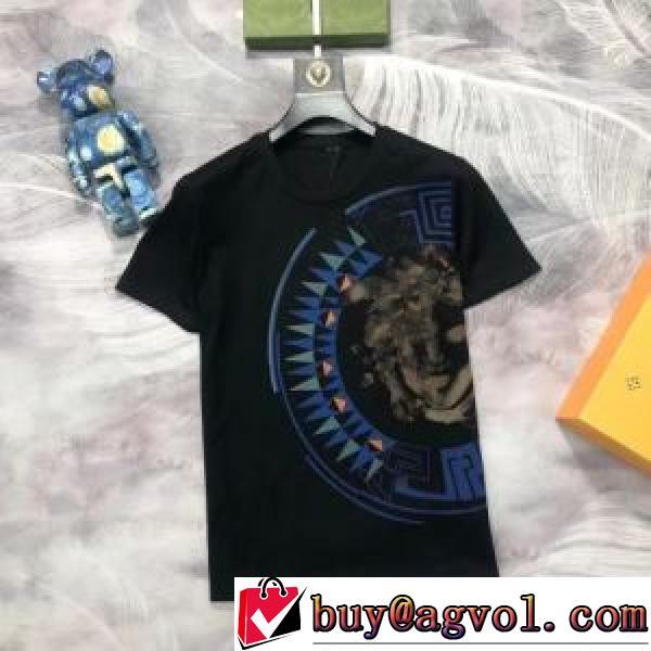 2色可選 半袖Tシャツ スタイリッシュな印象 VERSACE偽物ブランド 2026春夏 吸汗速乾 プリント ラウンドネック