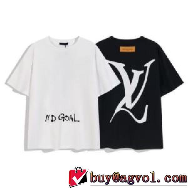 ポップ 2026春夏 ルイ ヴィトンコピー ブランド 半袖Tシャツ プリント 吸汗性に優れ 綿/コットン 2色可選