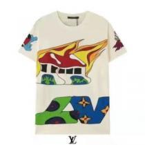 綿/コットン 大花プリント LOUIS VUITTONコピーブランド 半袖Tシャツ 2026春夏 着心地抜群 吸汗性に優れ