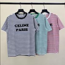 魅力ファッション  3色可選 流行に関係なく長年愛用できる 2026春夏 ストライプ 半袖Tシャツ CELINEコピー ブランド