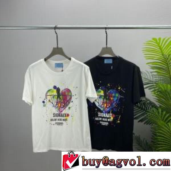 2色可選 セレブ愛用の超人気商品 柔らかい手触り 半袖Tシャツ プリント プラダブランド コピー 肌に馴染みやすい 2026春夏