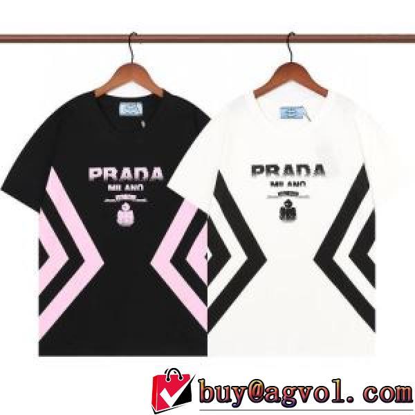 落ち着いた感覚 自然な肌触り 2色可選 半袖Tシャツ プリント 2026春夏 デザイン性の高い プラダ偽物ブランド