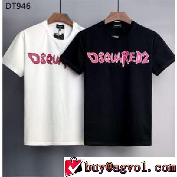 ラウンドネック 縦には伸びにくい 2026春夏 半袖Tシャツ 極上の着心地 DSQUARED2ブランド 偽物 通販 2色可選 レイヤード風