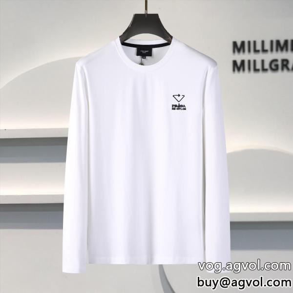 プラダ PRADA通販 ブランド質感が上等長袖Tシャツ今年流大人っぽさ注目する憧れブランドの新作