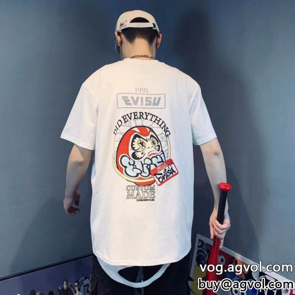 激安 ブランド最新先取りおしゃれなロゴ入りロゴが素敵エヴィス半袖Tシャツ