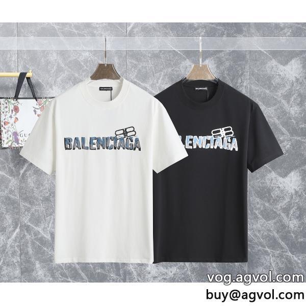 balenciaga偽 ブランド 限定版プリント最旬のスタイル半袖Tシャツ