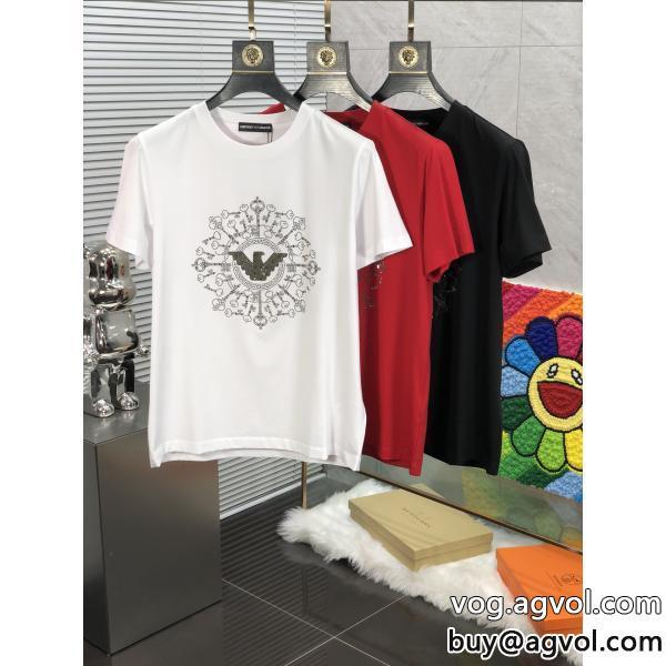 元気な印象に日本未入荷カラー偽 ブランド 販売アルマーニ半袖Tシャツ