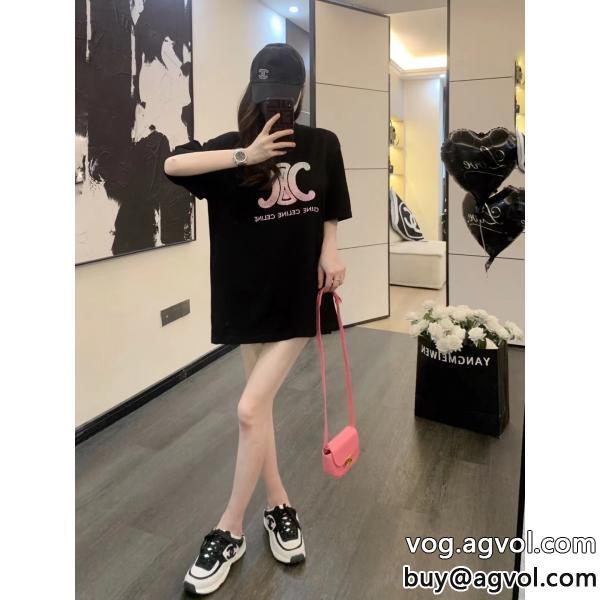 ブランド フェイクCELINE海外直送抜け感を出す半袖Tシャツ