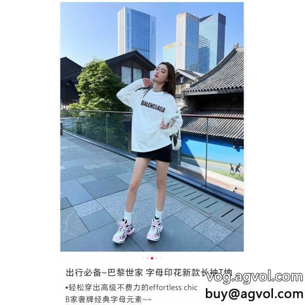 偽 ブランド ジュアル感強めの着素敵なスタイルで夏の定番balenciaga長袖Tシャツ