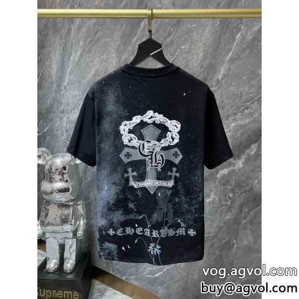 偽 ブランド 2026トレンド感満載なアイテム相性抜群のコンビ半袖TシャツCHROME HEARTS