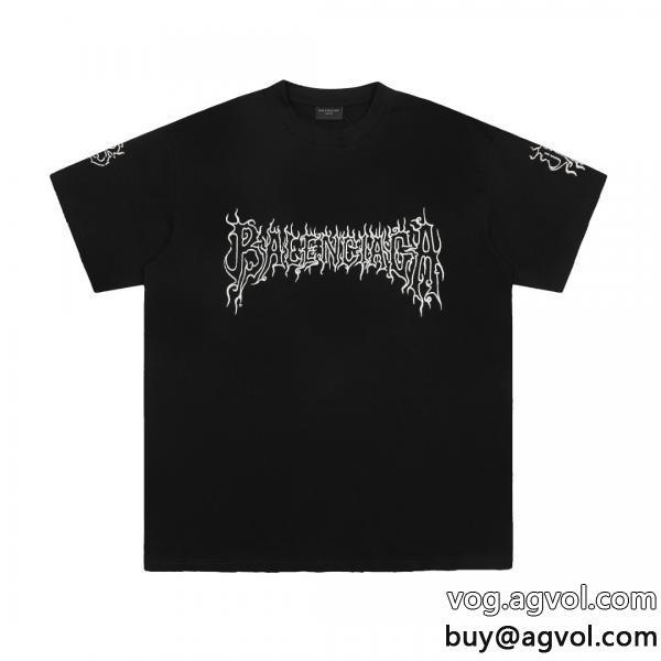 偽物 ブランド ショップbalenciaga元気な印象にあえて透かすスタイル半袖Tシャツ