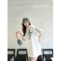 クロムハーツブランド フェイクギフト最適知的な雰囲気夏着物半袖Tシャツ