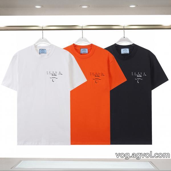 クラシカルな雰囲気春らしい繊細なアイテム半袖TシャツPRADAブランド 激安