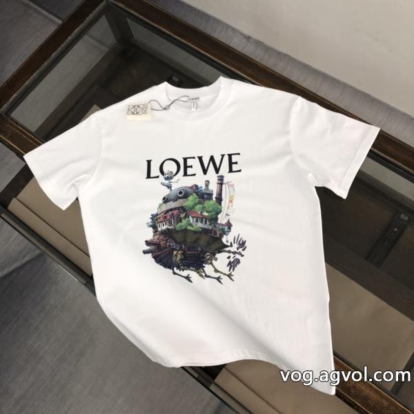 LOEWEブランド コピー  抜け感のある夏着物オフィスファッション半袖Tシャツ