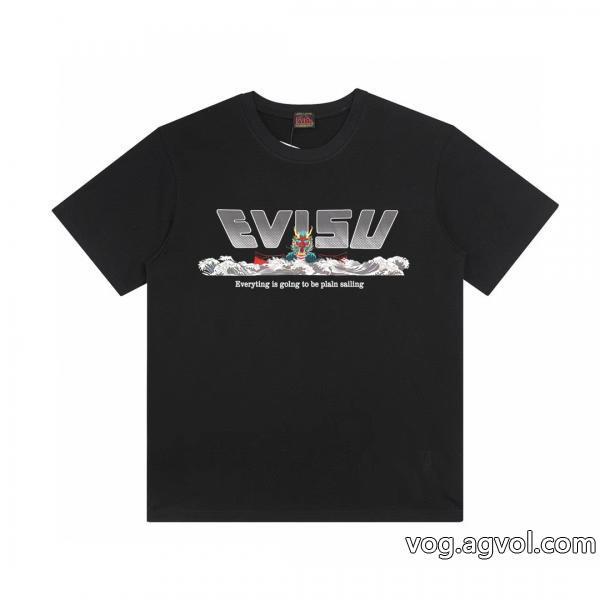 偽 ブランド半袖TシャツEVISU大人気ブランドカジュアル反転魅力