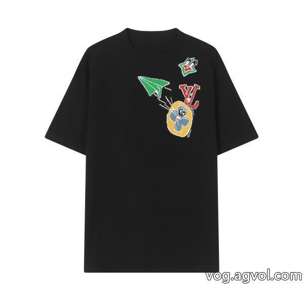 コピー ブランド 販売23SS 異素材使い勝手の良いトレンド半袖Tシャツルイ ヴィトン