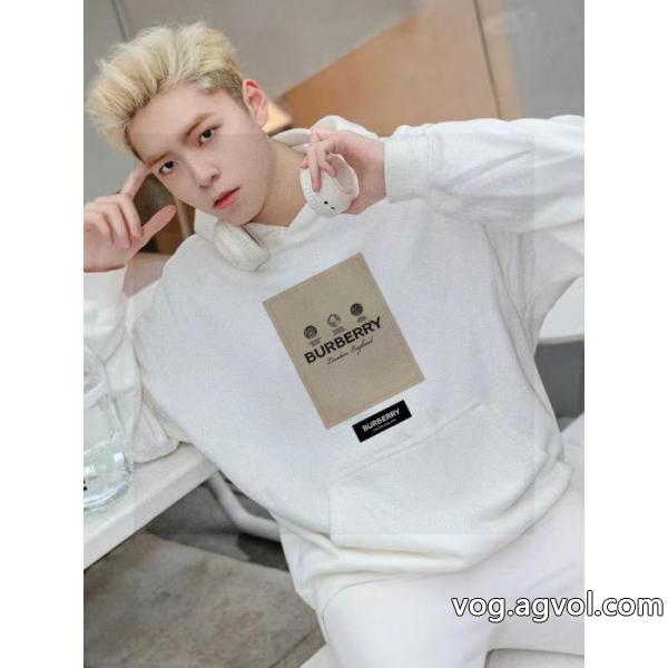 BURBERRY長方形アルファベットロゴプリント男女カップル同キャップパーカー