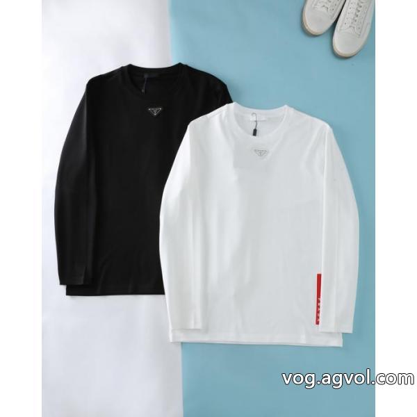 プラダ秋冬新作厚手蘭精モダール綿長袖Tシャツ