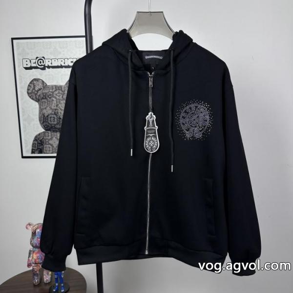 CHROME HEARTS水彩ドリル貼り3 D立体彩刺繍カップルカジュアルカーディガン衛衣
