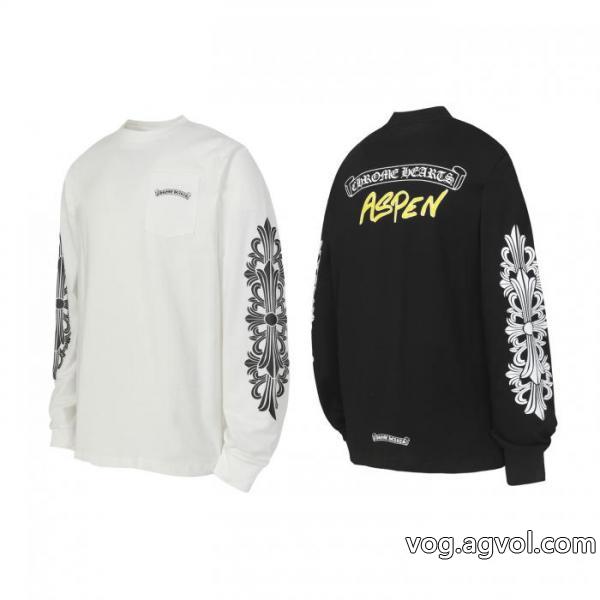 Chrome Heartsサンスクリットプリント爆金長袖Tシャツ