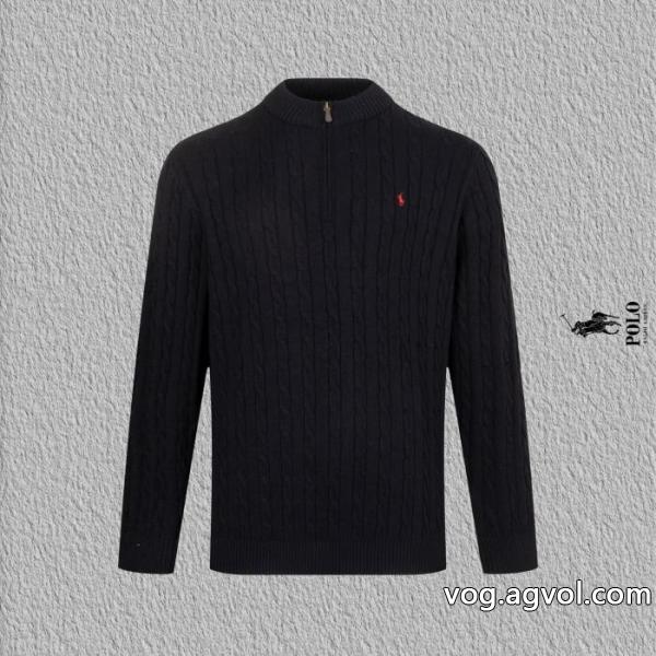 ポロ ラルフローレン Polo Ralph Laurenハーフジッパー麻刺繍ニットクルーネックセーター