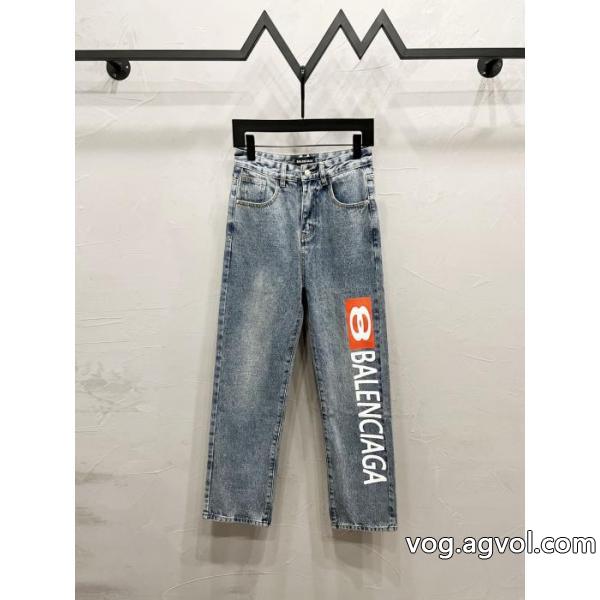 バレンシアガ balenciagaアルファベットプリントジーンズレギュラータイプ男女同型