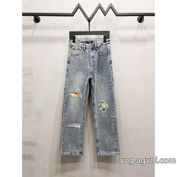 Louis Vuitton/ルイヴィトン水洗いクラシック破穴カートゥーンプリントジーンズ