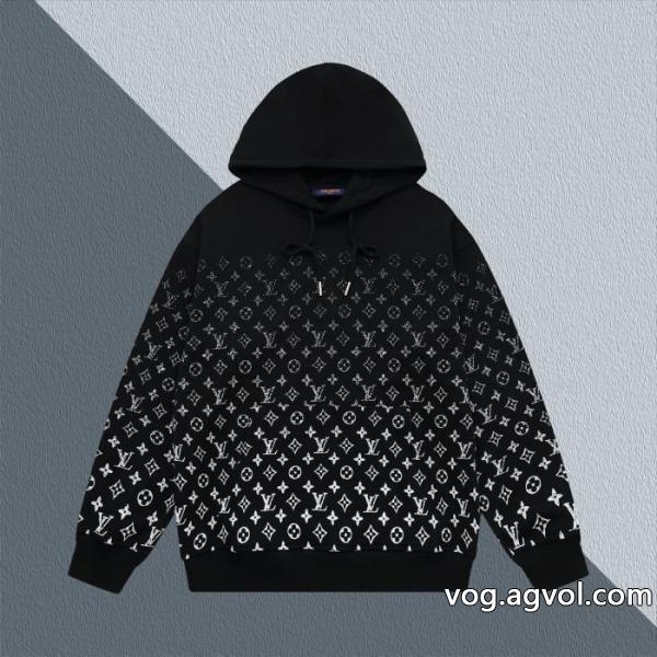 ルイ ヴィトン LOUIS VUITTON定番半身満印グラデーション老花アルファベットLOGOプリントパーカー