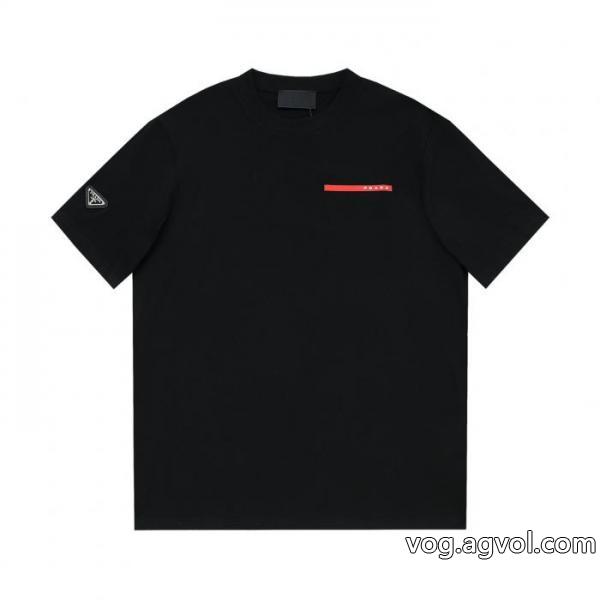 独占最高品質バージョンprada家ロゴ凹凸アルファベットラウンドネック半袖Tシャツ