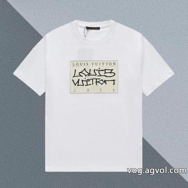 ルイ ヴィトン LOUIS VUITTONプリント下地刺繍草書ロゴ半袖Tシャツ