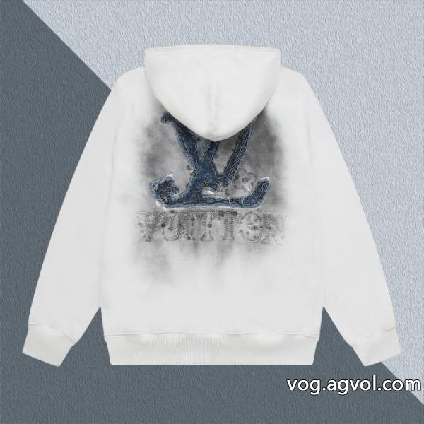 LV爆金定番重工業洗濯デニム刺繍LOGO衛衣男女上着カバーヘッド衛衣