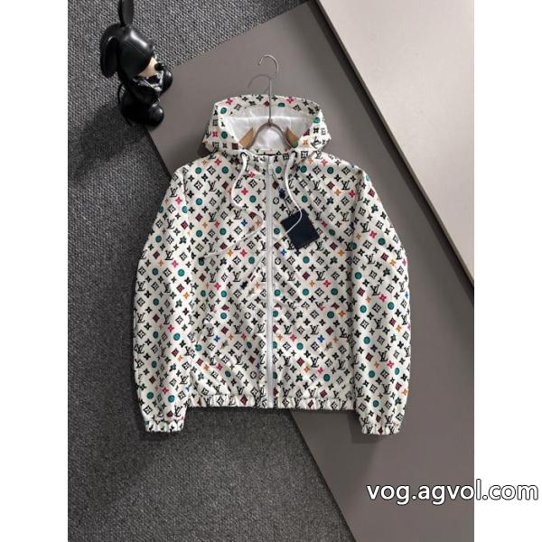 LVトップブルーのオールドフラワープリントジップメタルオリジナルジャケット