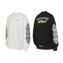 Chrome Heartsサンスクリットプリント爆金長袖Tシャツ