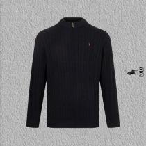 ポロ ラルフローレン Polo Ralph Laurenハーフジッパー麻刺繍ニットクルーネックセーター