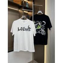 LOEWEロエベ2026 ss新作人工手描き柄カップルカジュアル半袖Tシャツ