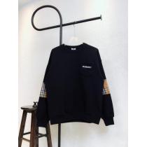 BURBERRY胸ポケットアルファベット刺繍腕チェックステッチクルーネックパーカー
