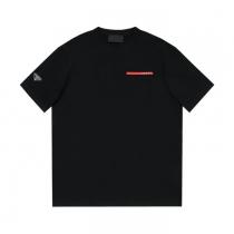 独占最高品質バージョンprada家ロゴ凹凸アルファベットラウンドネック半袖Tシャツ
