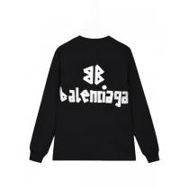 BALENCIAGA秋冬新作ヘッダー付き丸首水洗い旧長袖Tシャツ男女同型