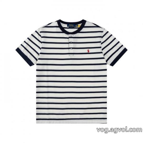Ralph Lauren 4色スタンドカラー胸開き半袖Tシャツ