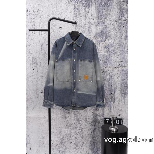 Louis Vuitton2026新型王鶴帝同日焼け色あせデニムコート