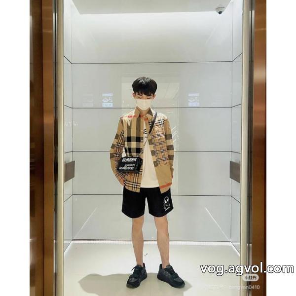 BURBERRY春先の新作パッチワークメンズビジネスシャツ公式サイト同モデル
