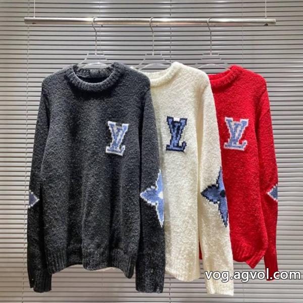 LOUIS VUITTON老花ロゴクローバージャカードラウンドネックセーター