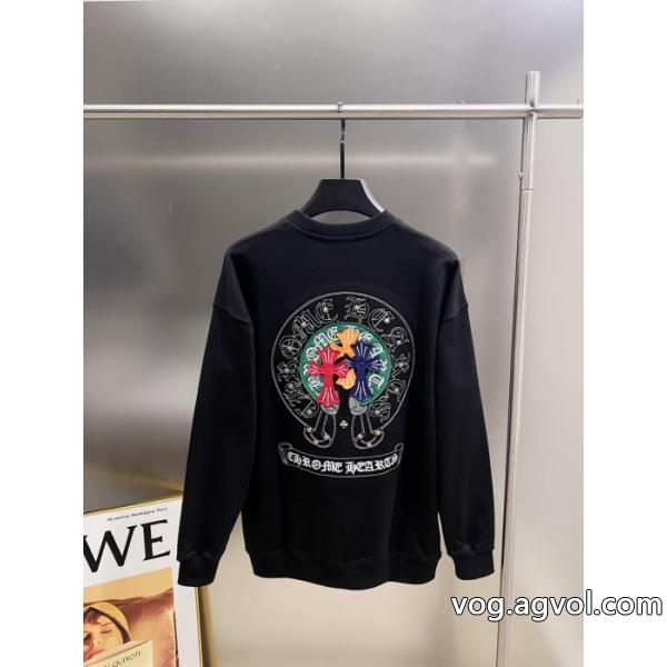 CHROME HEARTS2026秋冬新作クロス貼り刺繍ラウンドネック長袖パーカー