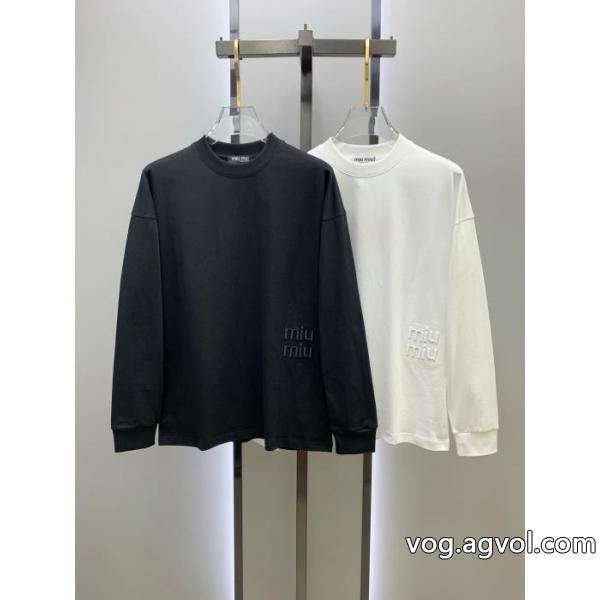 miumiu25ss秋の新作トレードオーダー丸首長袖タイツ長袖Tシャツ